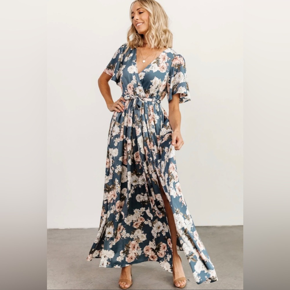 Baltic Born Sicily Satin Maxi Floral Dress